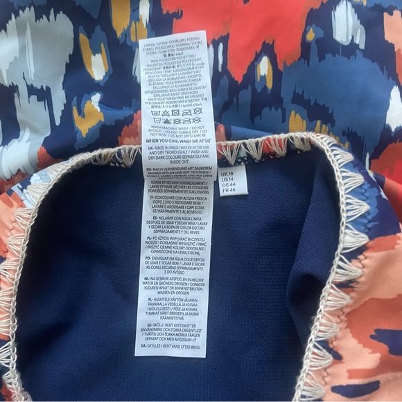 Boden Crochet Trim Wrap One Piece Halter Style Swimsuit Size 14 - Picture 6 of 9